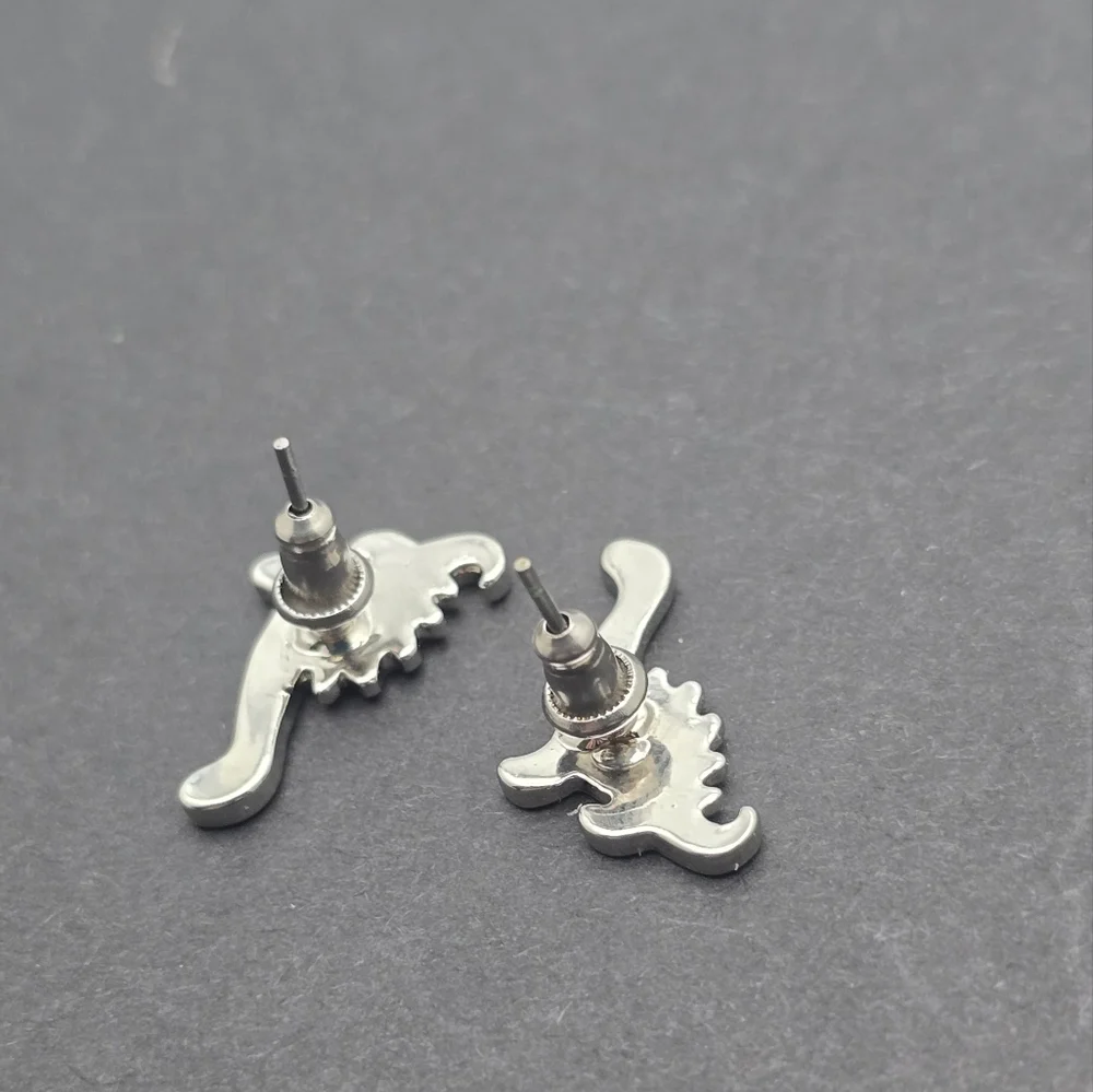 Charming Silver Dinosaur Earrings